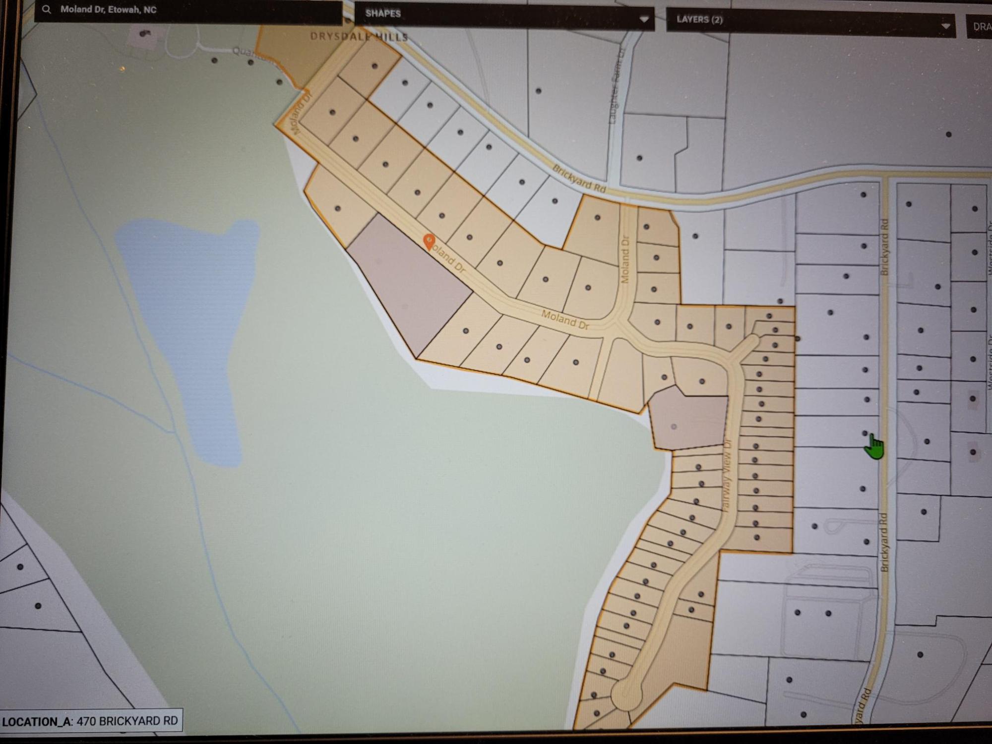 map of Moland Drive area