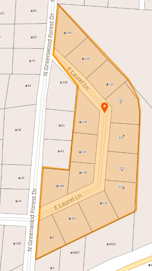 Map of East Laurel Ln in Etowah
