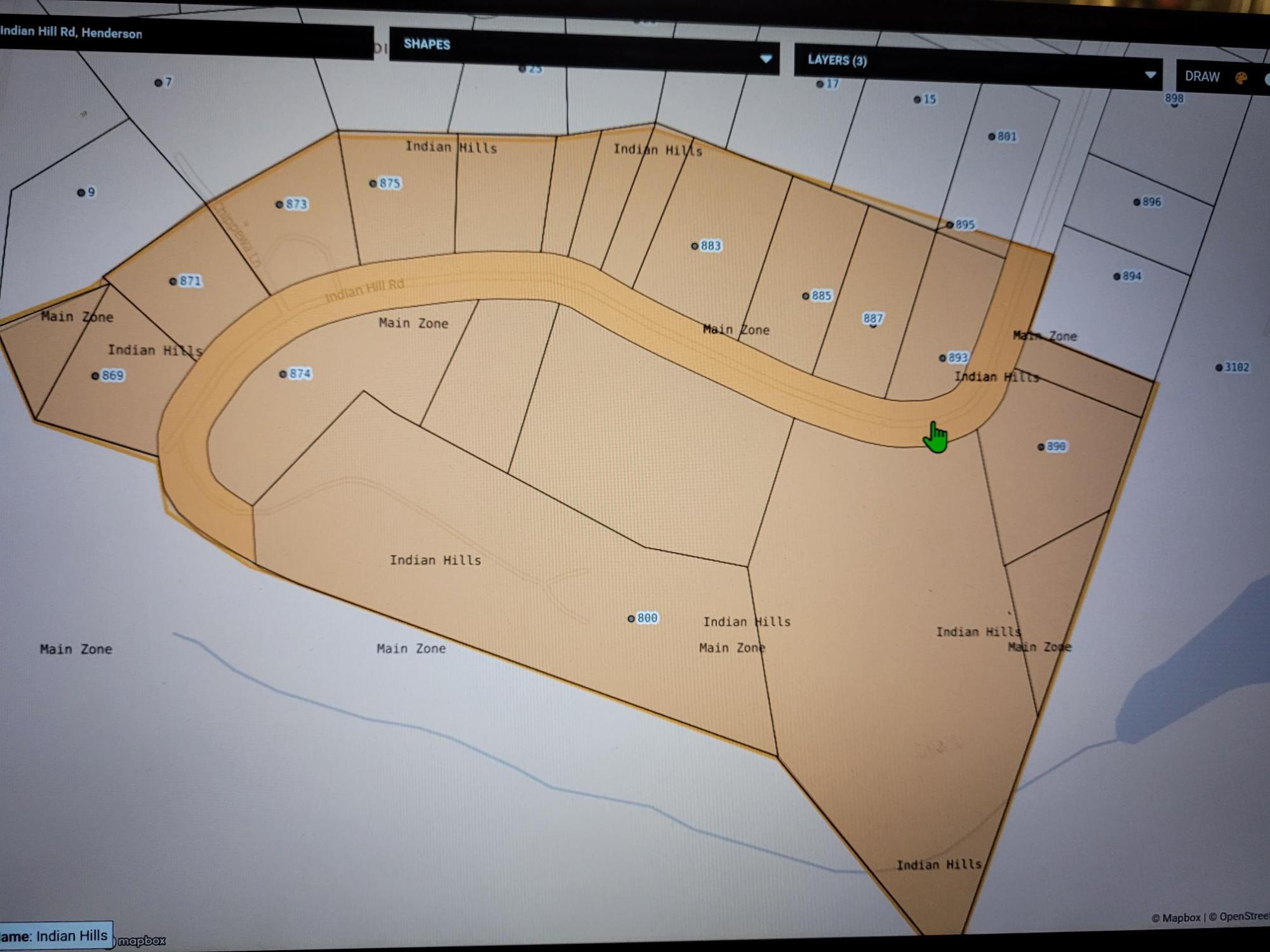 Map of Indian Hills Rd area