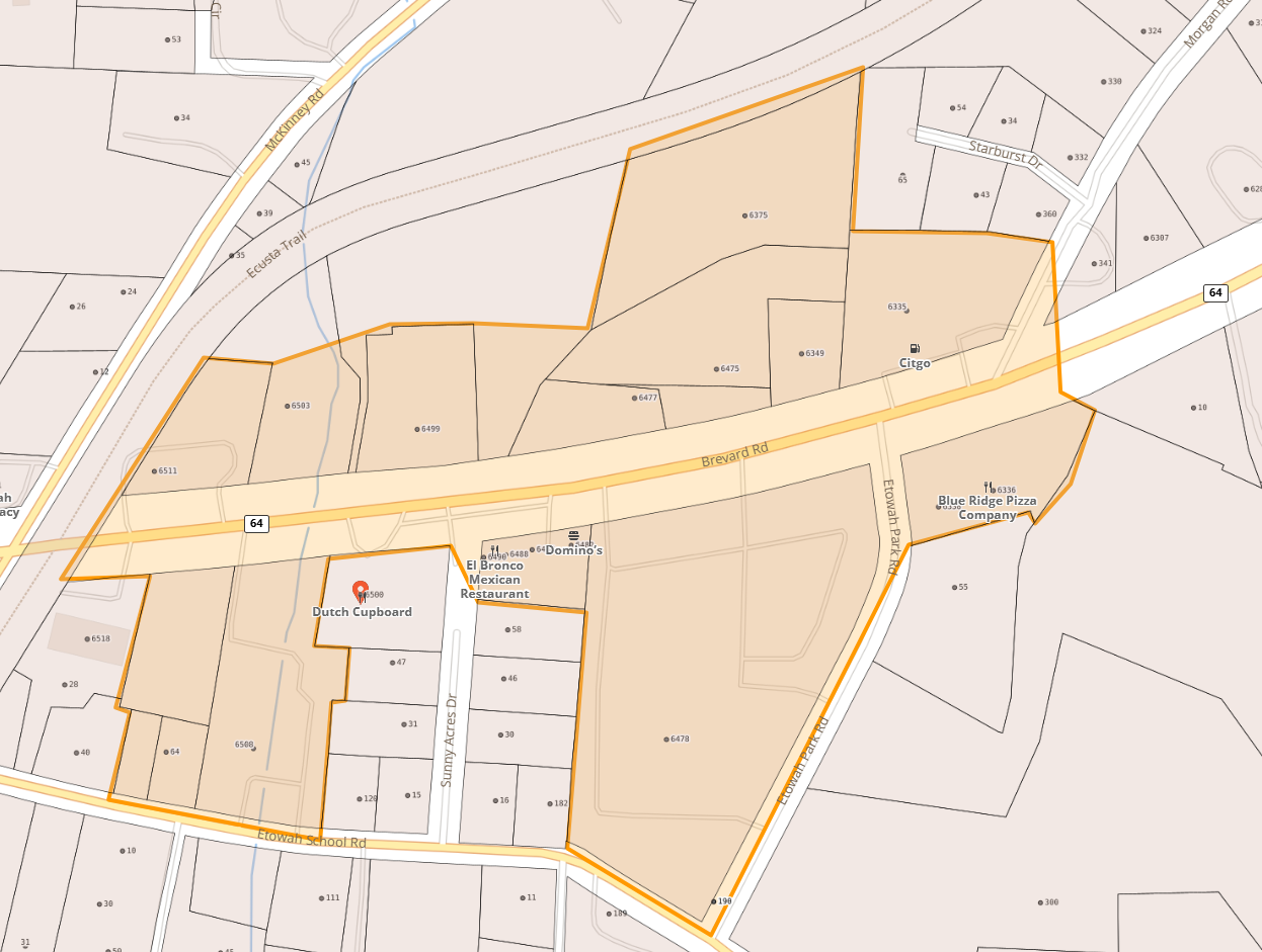 Map of Brevard Rd in Etowah