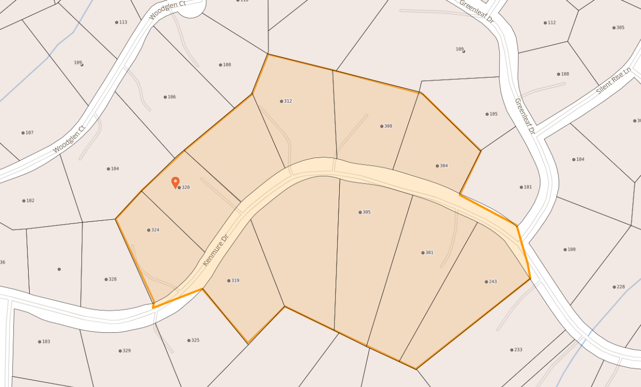 Map of Part of Kenmure Dr in Flat Rock
