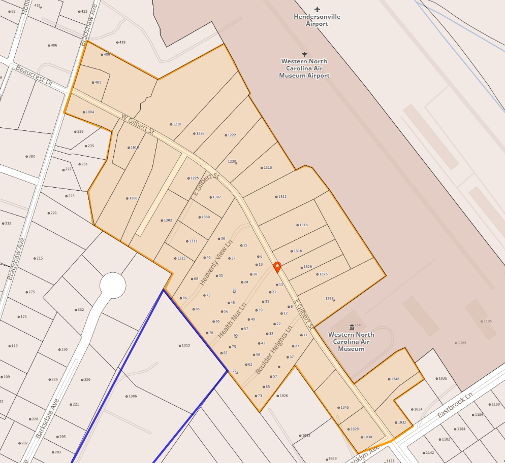 Map of East Gilbert St and West Gilbert St in Hendersonville