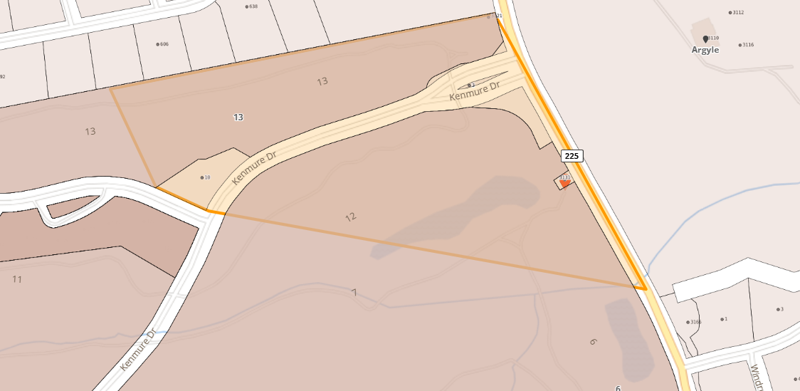 Map of part of Kenmure Dr and Greenville Hwy