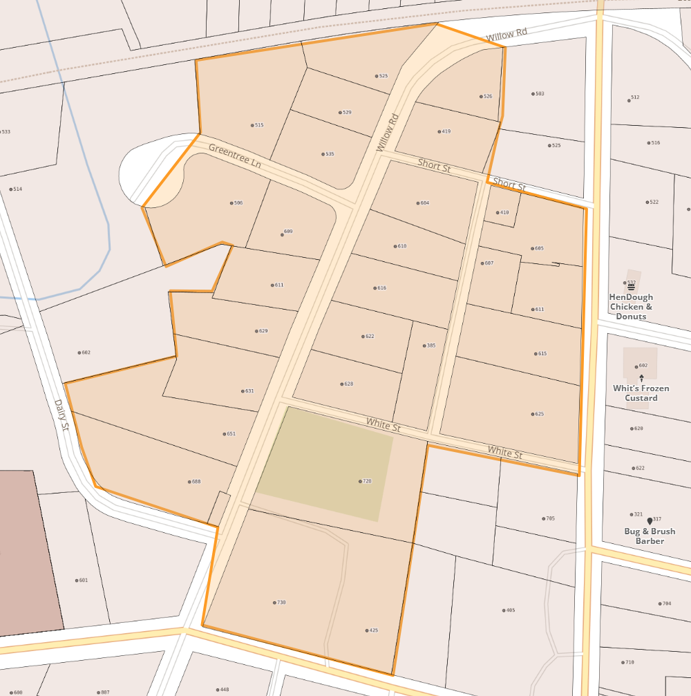 Map of Willow Rd near the intersection of Kanuga Rd