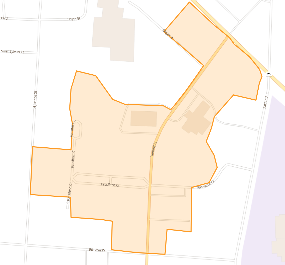 Map of Fleming St at Asheville Hwy