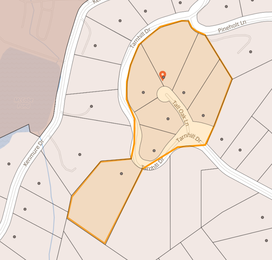 Map of Tall Oak Ln area of Flat Rock