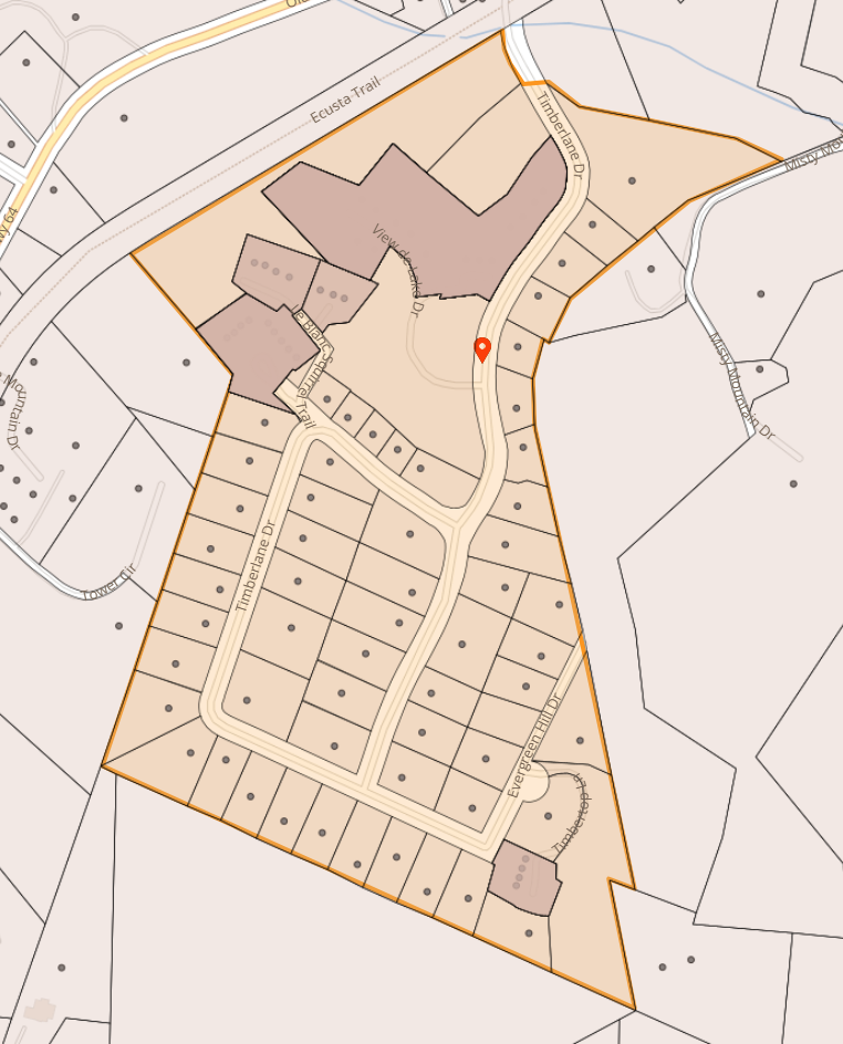 Map of Timberlane Dr area in Etowah NC