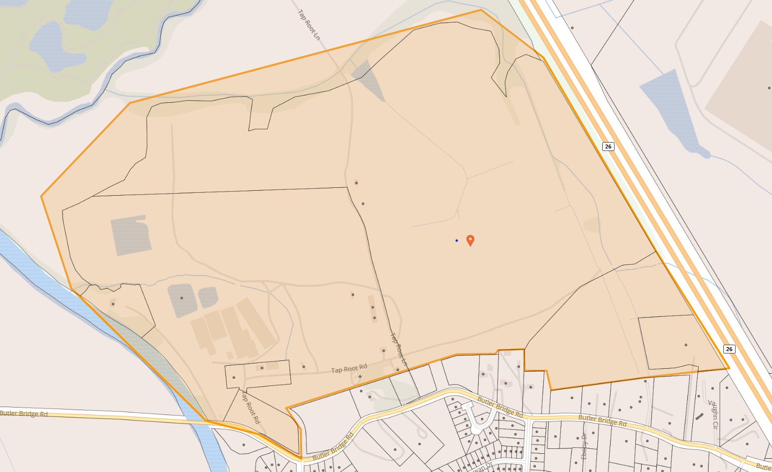 Map of Tap Root Community off Butler Bridge Rd in Fletcher
