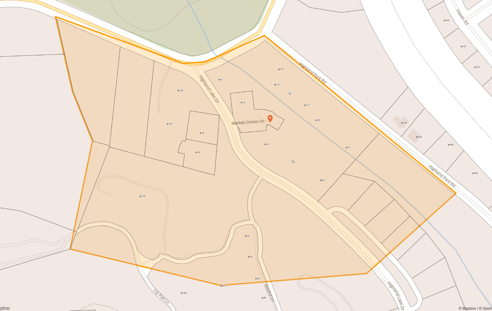 Map of  Highland Lake Dr area in Flat Rock Part 1