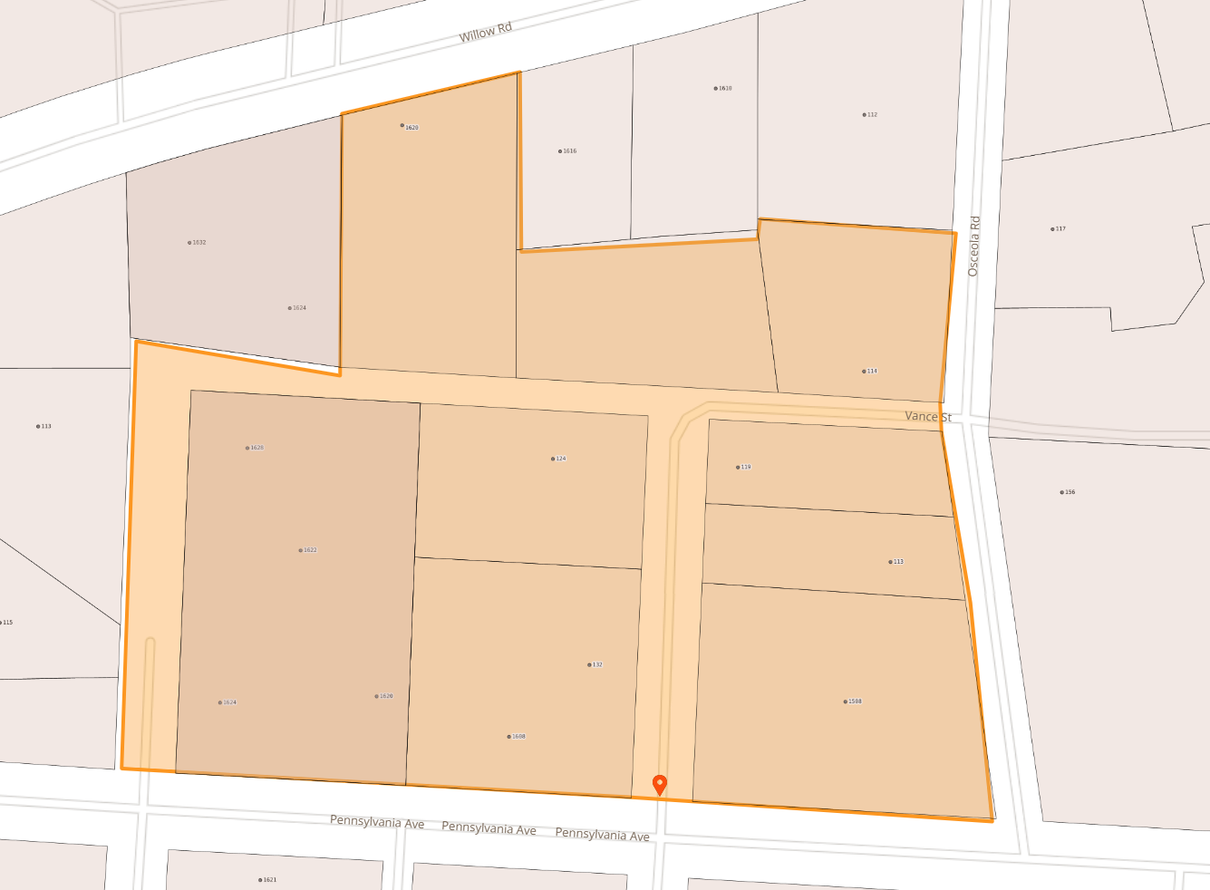 Map of Vance St in Hendersonville