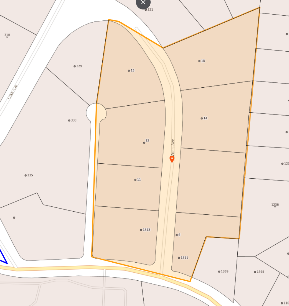 Map of Wells Ave in Hendersonville