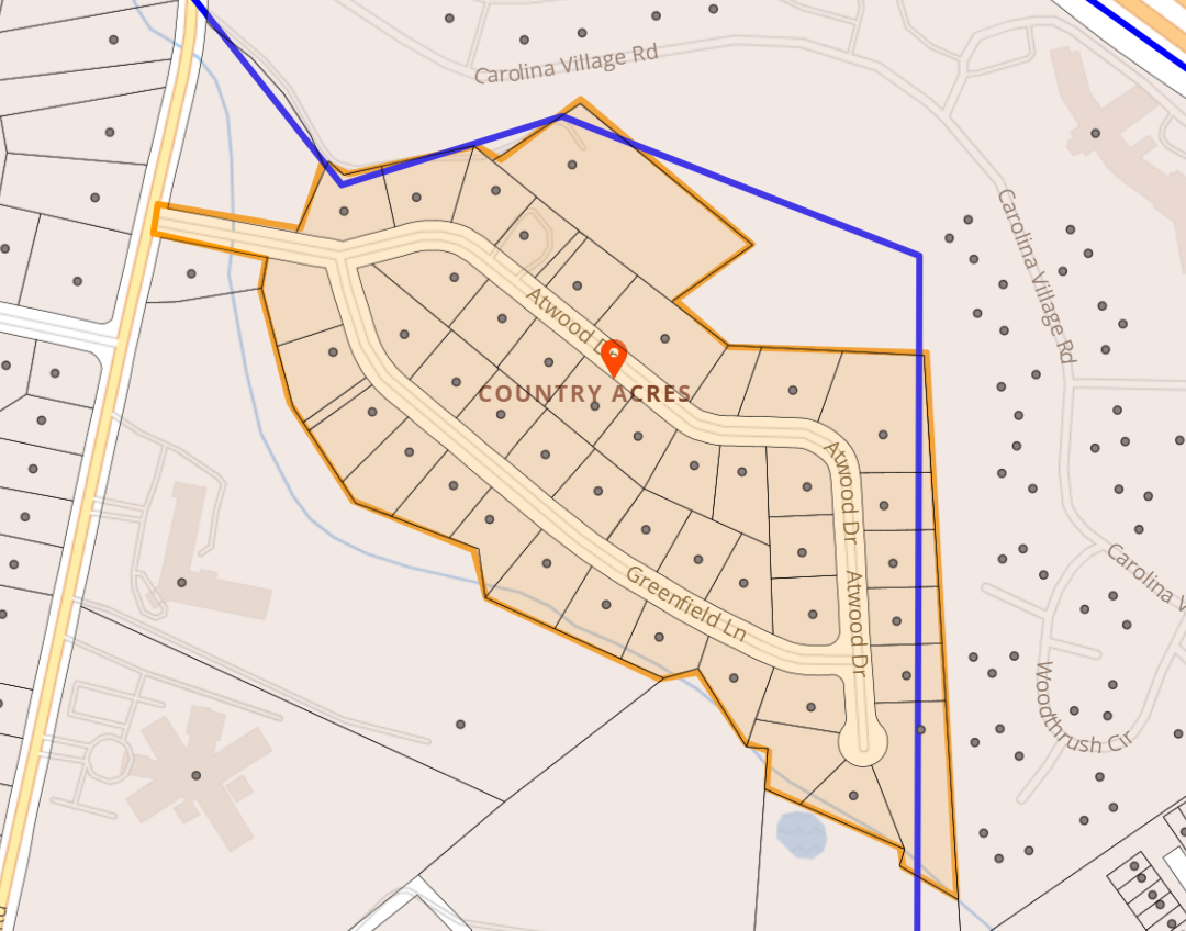 Map of Greenfield Ln and Atwood Dr