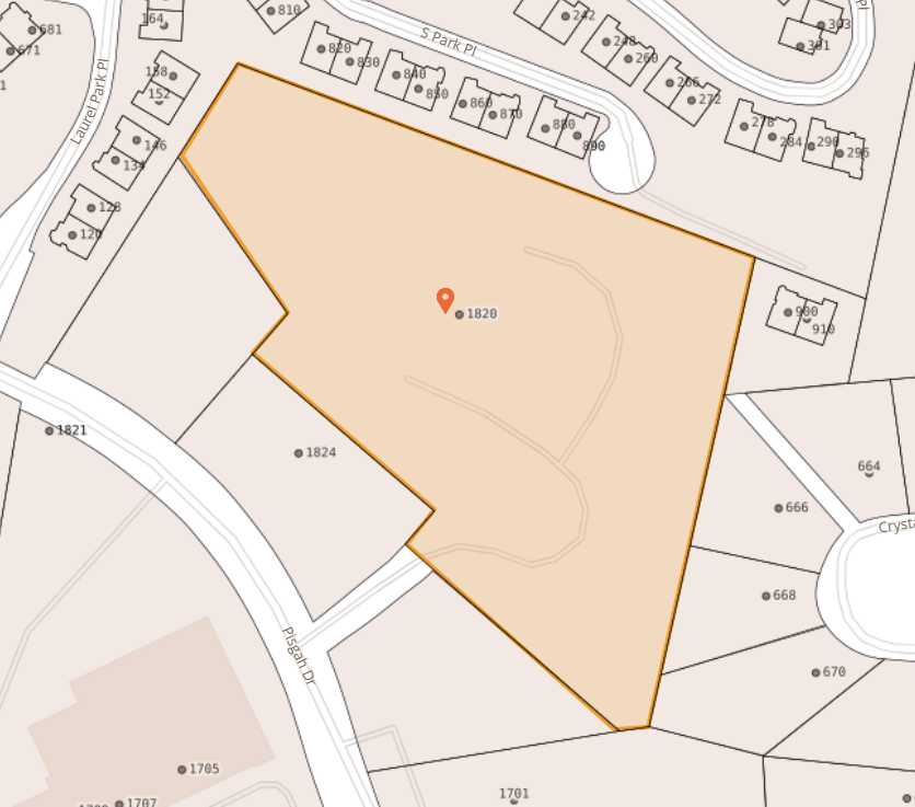 Map of 1820 Pisgah Dr.
