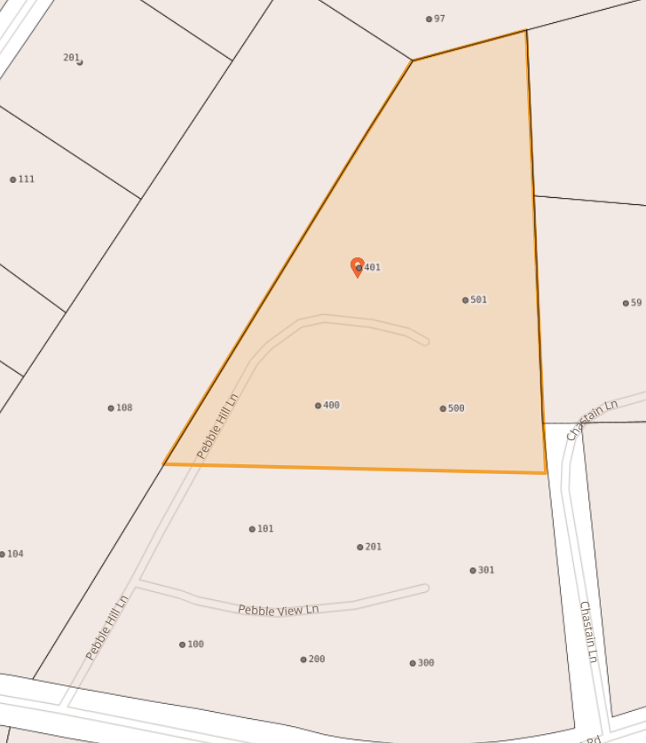 Map of the  area of the End of Pebble Hill Lane in Hendersonville 