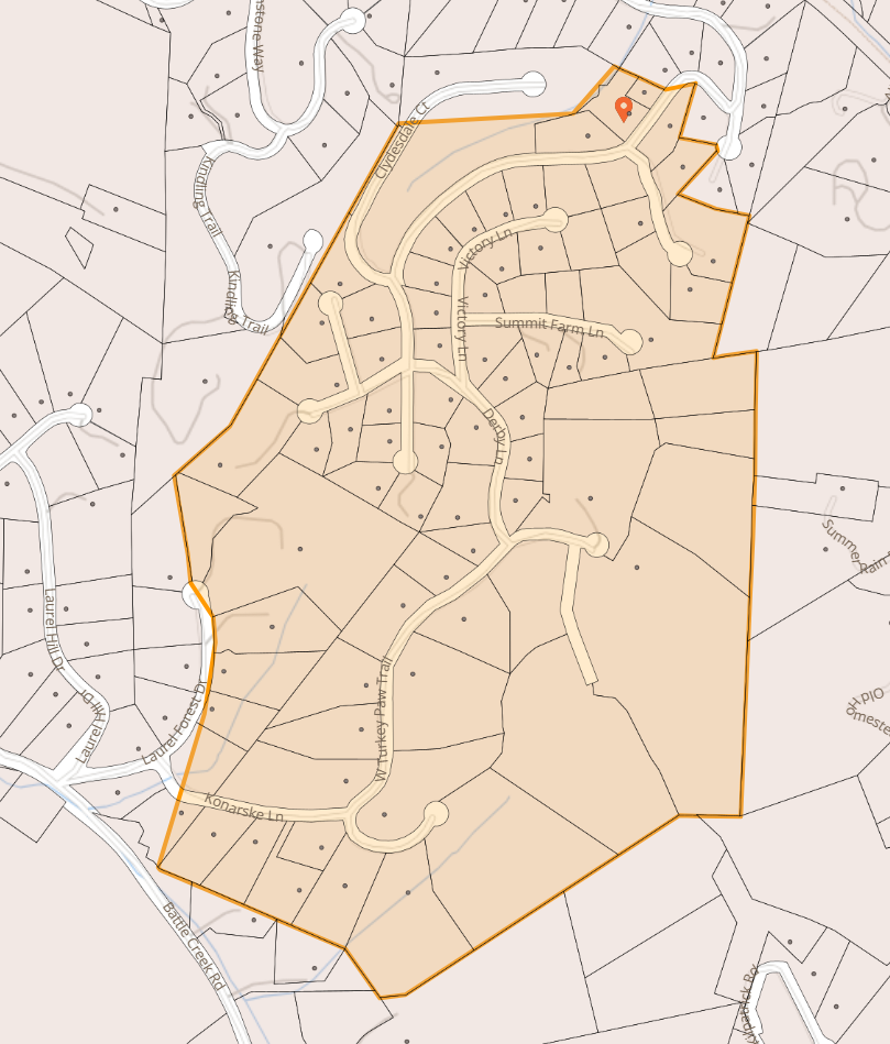 Map of Hunters Glen in Hendersonville above pump station 114