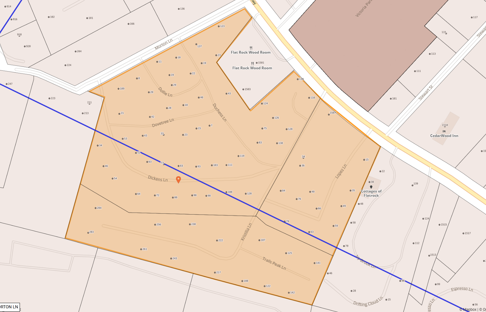 Map of area of Kristillia Ln and Morton Ln areas of Hendersonville NC