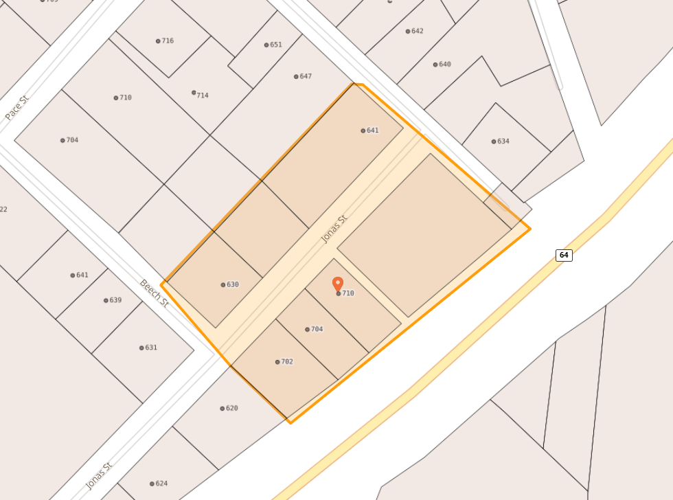 Map of Rescind System Pressure Advisory for a section of Jonas St in Hendersonville