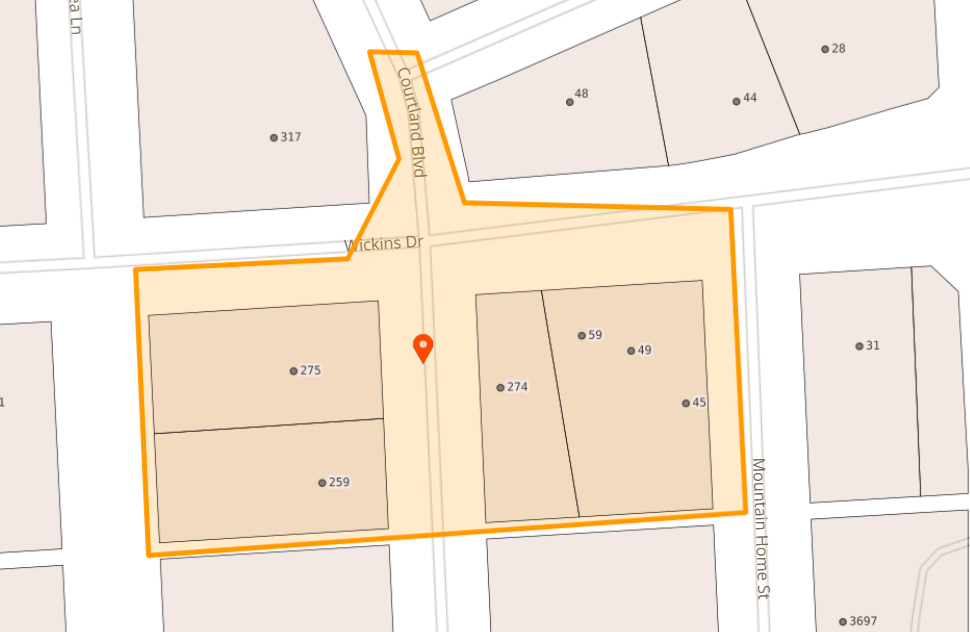 Map of System Pressure Advisory for Courtland Blvd in Hendersonville