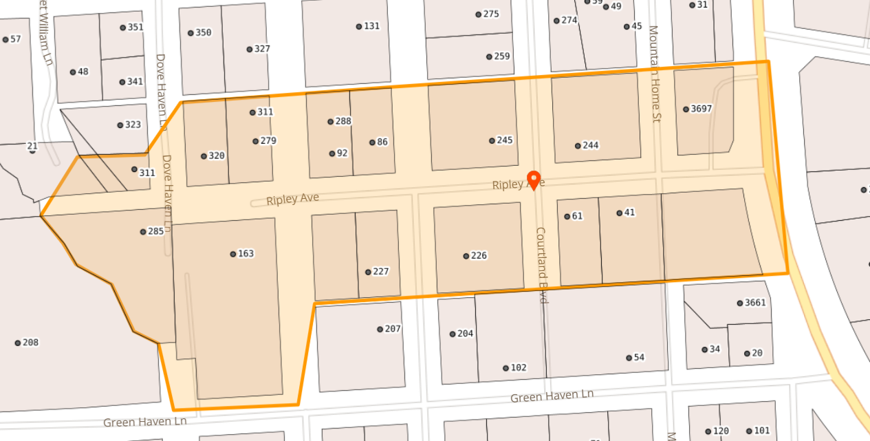 Map of System Pressure Advisory for Ripley Ave in Hendersonville