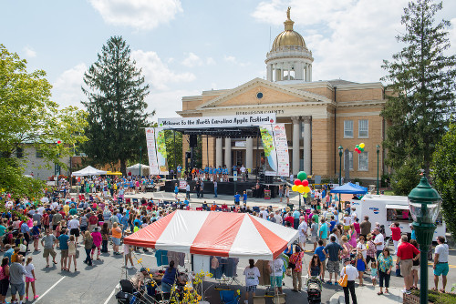 Crowd at Apple Festival in front of Historic Court House