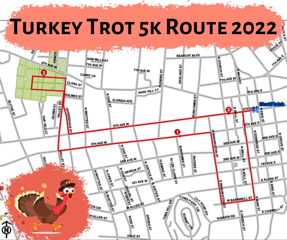 Map of Turkey Trot 5k