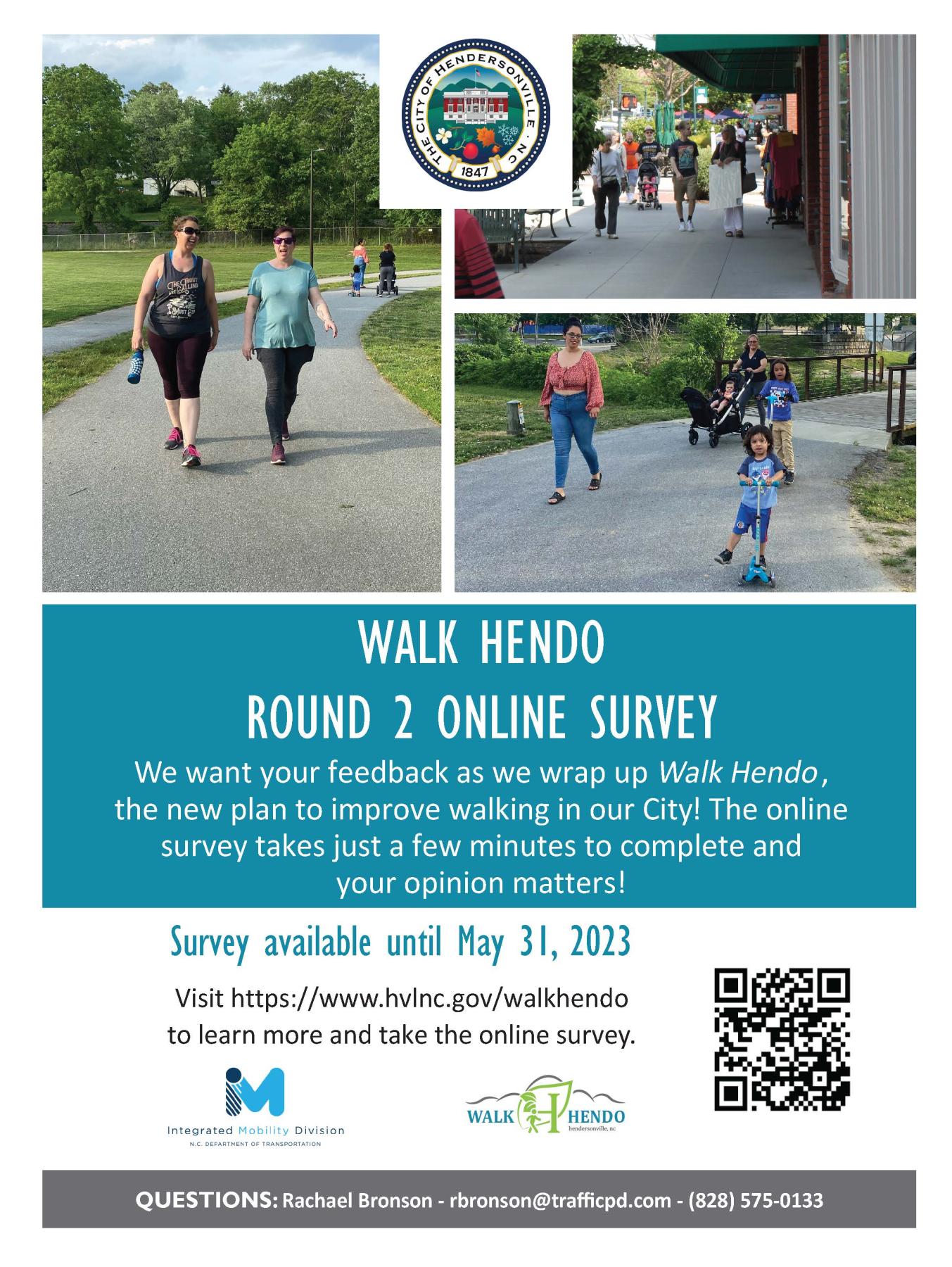 people walking with a qr code to a survey on pedestrian planning