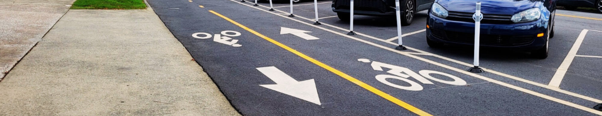 Newly paved cycle track with bicycle markings