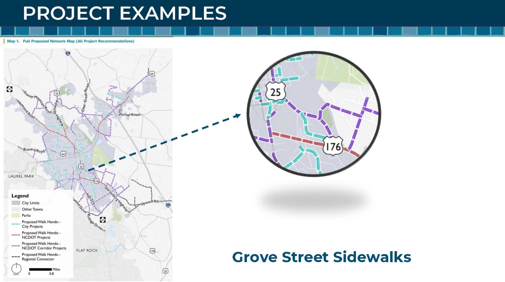 Map showing Grove Street Sidewalks