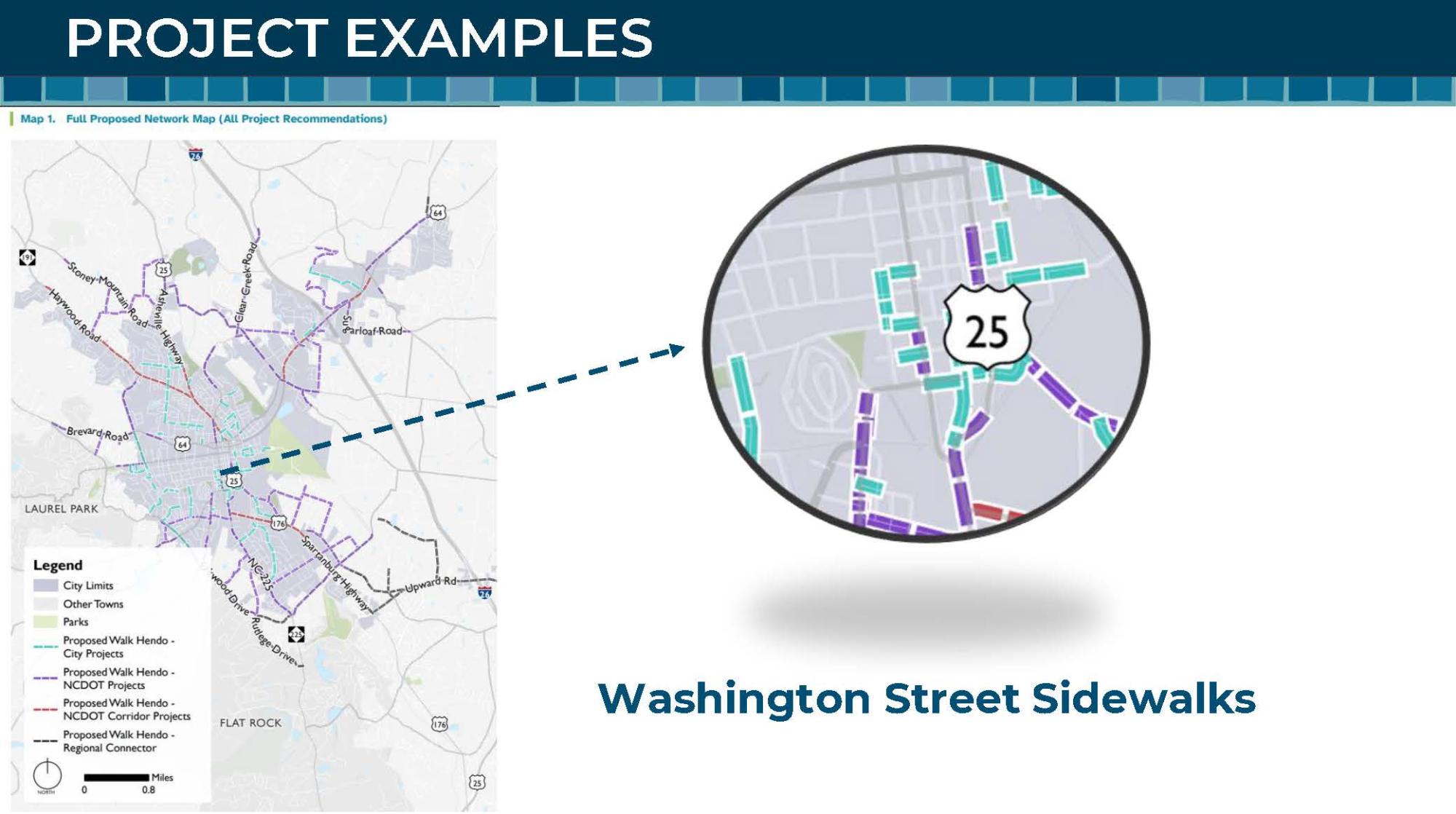 Map showing Washington Street Sidewalk Improvements