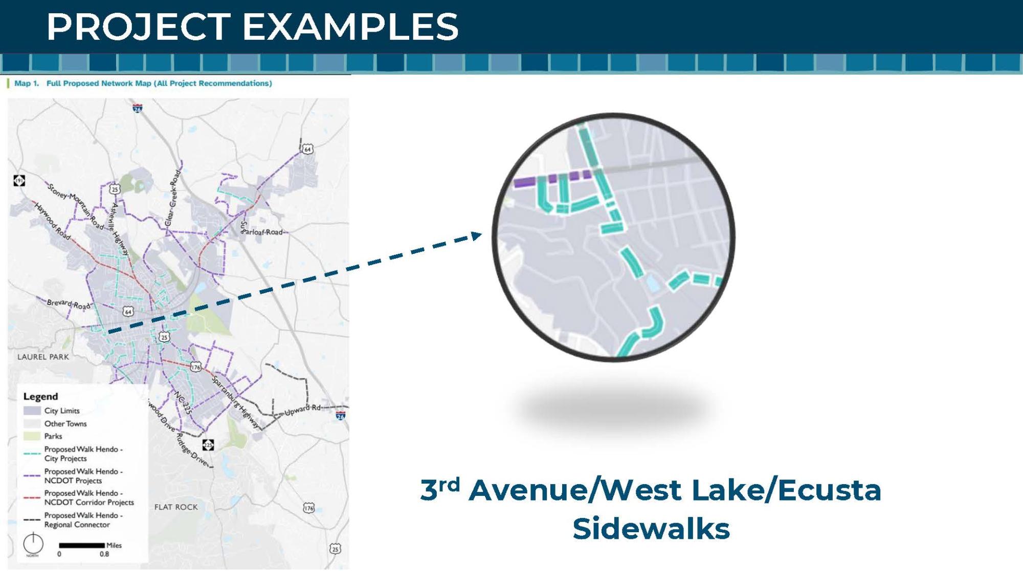 Map showing Ecusta Trail Intersection Improvements