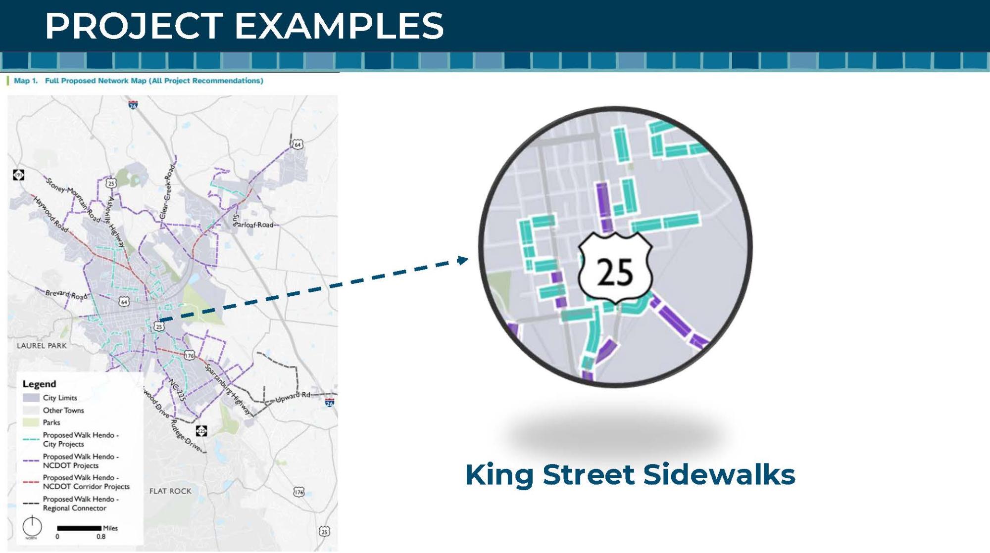 Map showing King Street Sidewalk Improvements