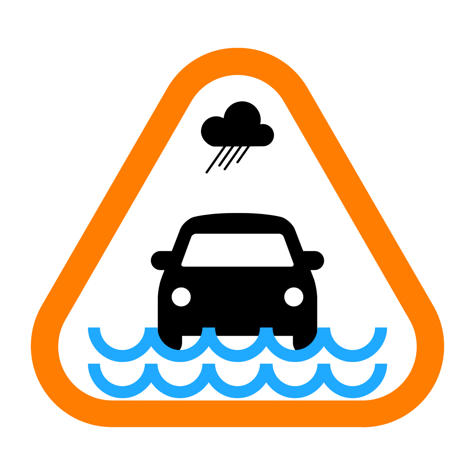 orange car image with moderate flooding