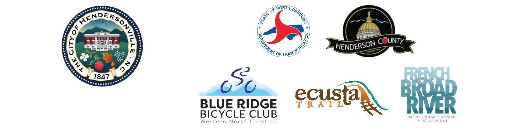 Logs of City of Hendersonville, NCDOT, Henderson County, Blue Ridge Bicycle Club, Ecusta Trail, French Broad River MPO