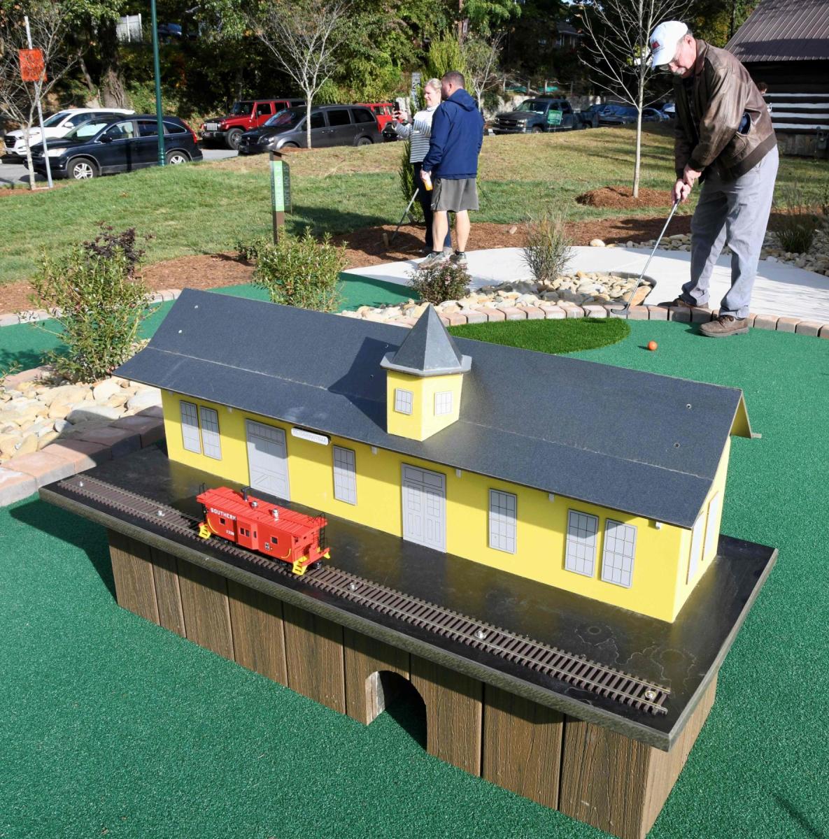 Replica of the historic train depot on the course