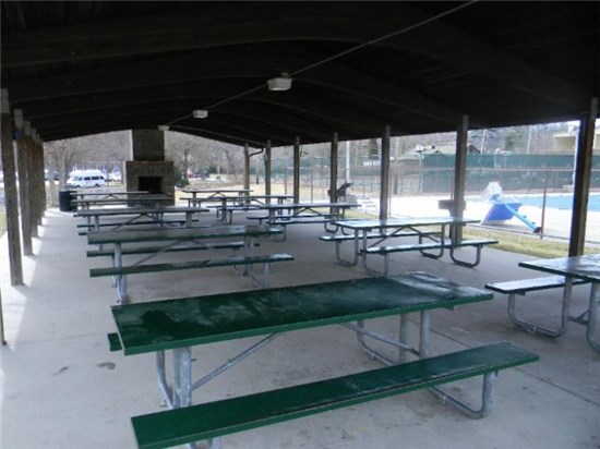 Photo of picnic tables under the large pavilion