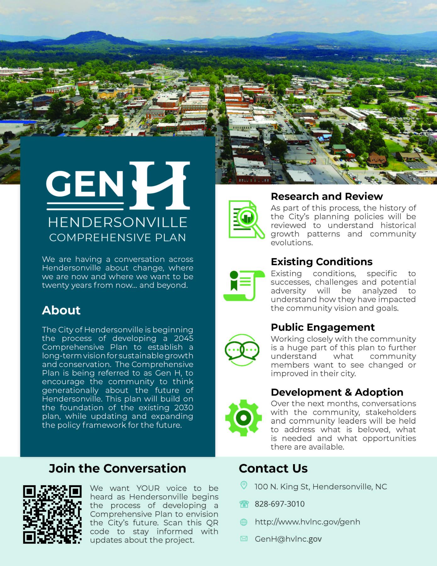 Skyline of Hendersonville with information on the comp plan