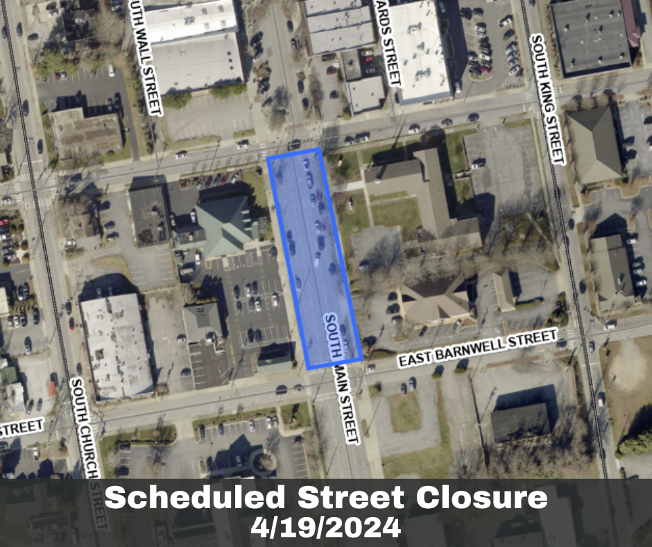 map of main street closure from allen to barnwell 