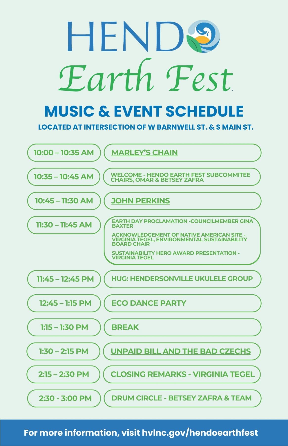 Hendo Earth Fest music and festival lineup