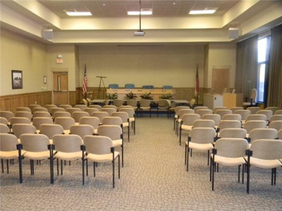 Photo of large assembly room at the Operation Center