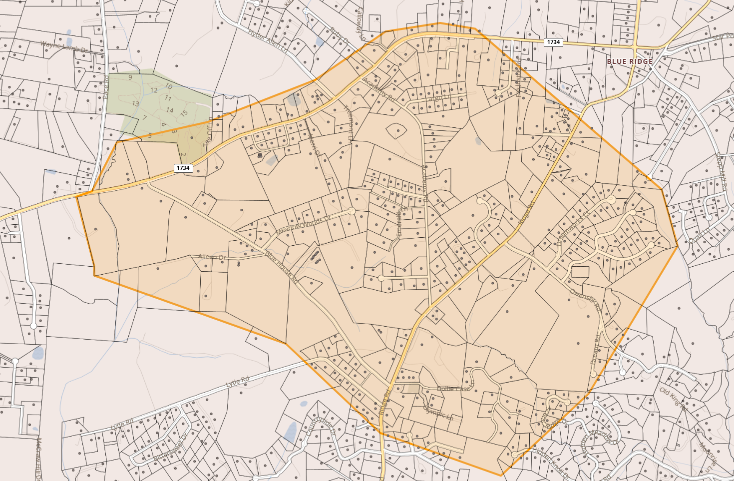 Map of Sugarloaf Rd Area Map of Sugarloaf Rd Area highlighted