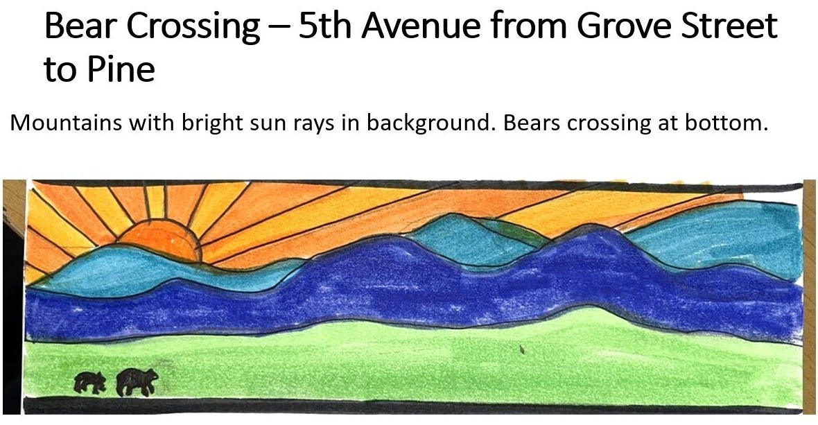 painting design of bears crossing by mountains