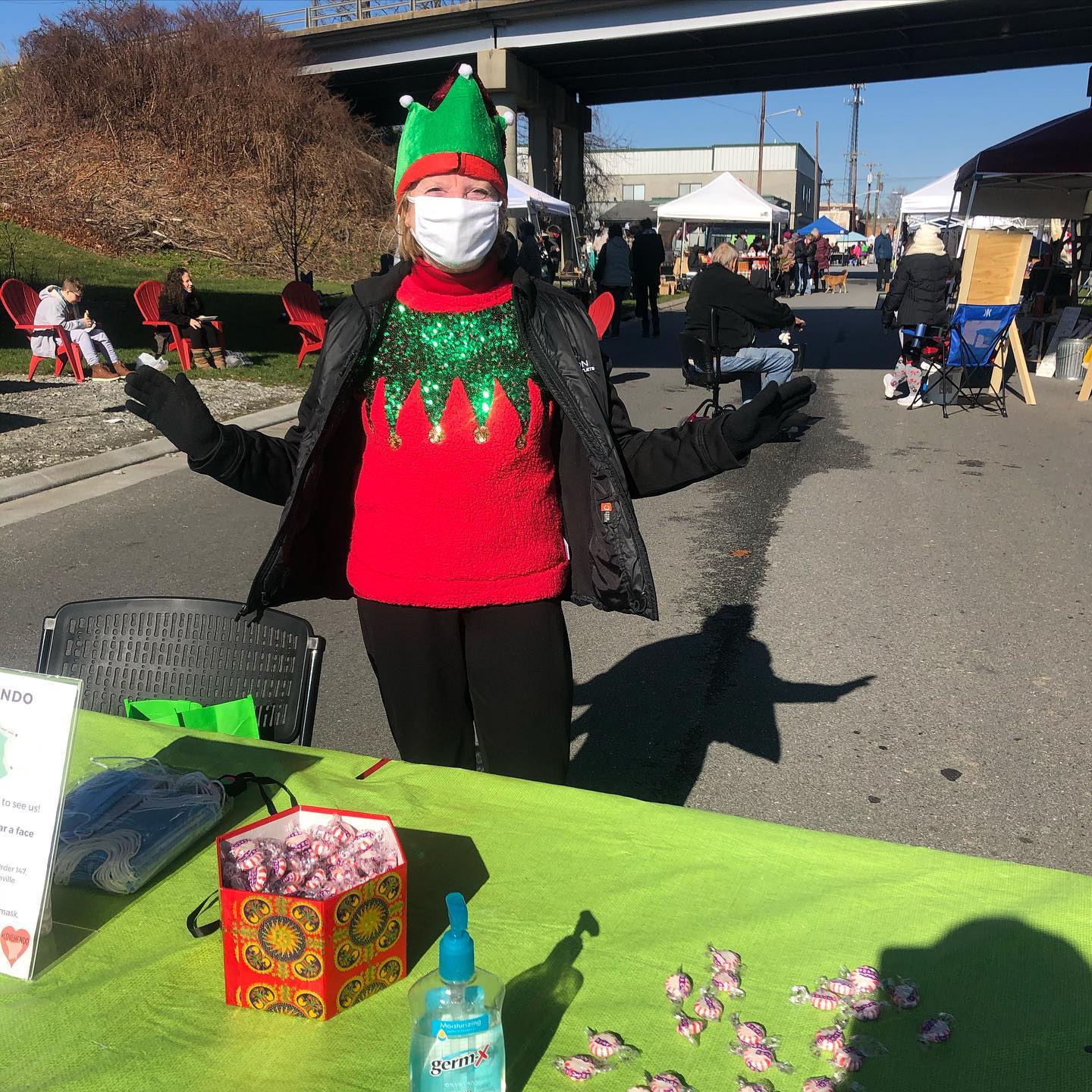 Volunteer dressed as elf